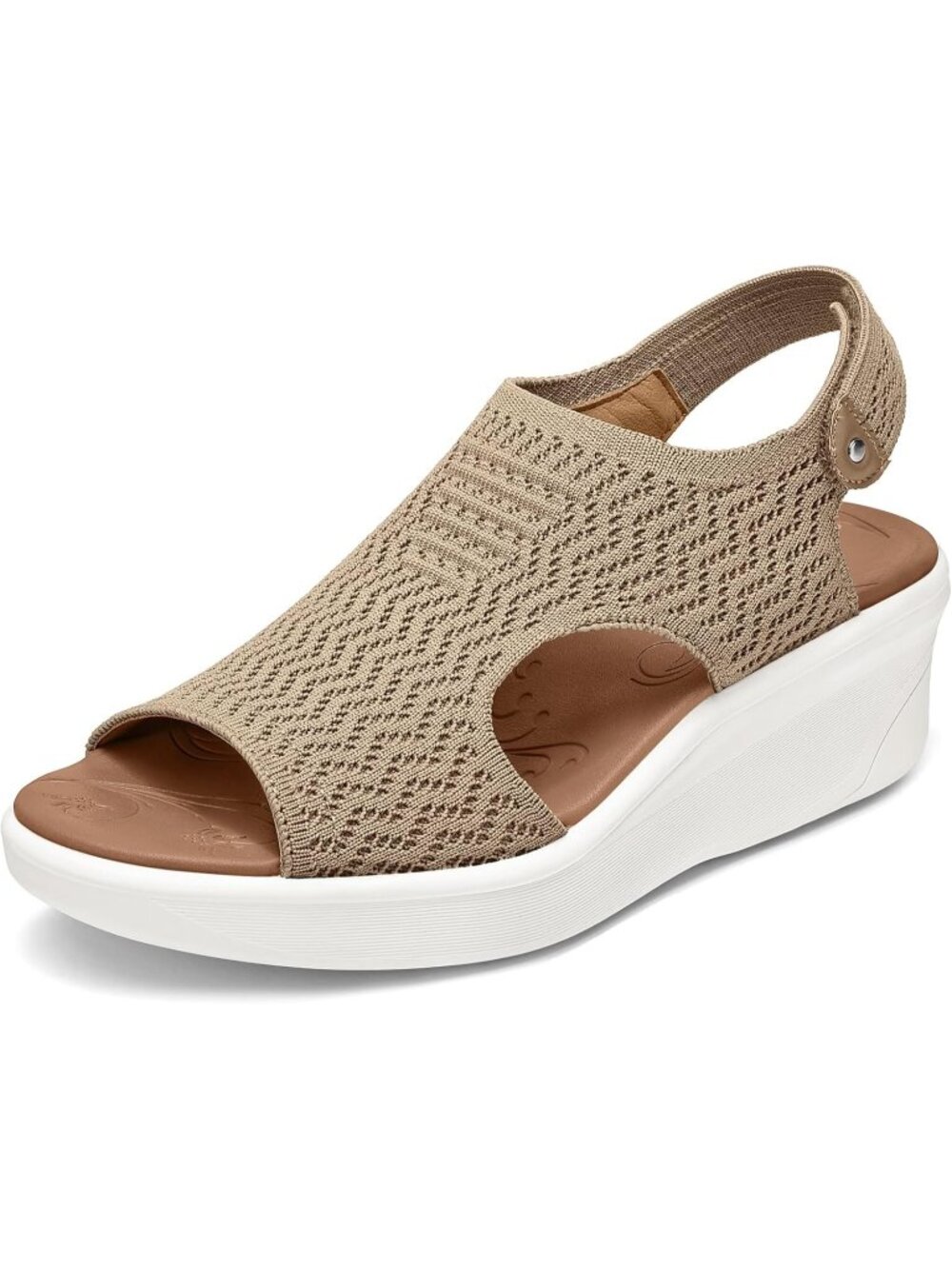 Women's Brown Comfortable Wedge Sandals with Arch Support Breathable Knit